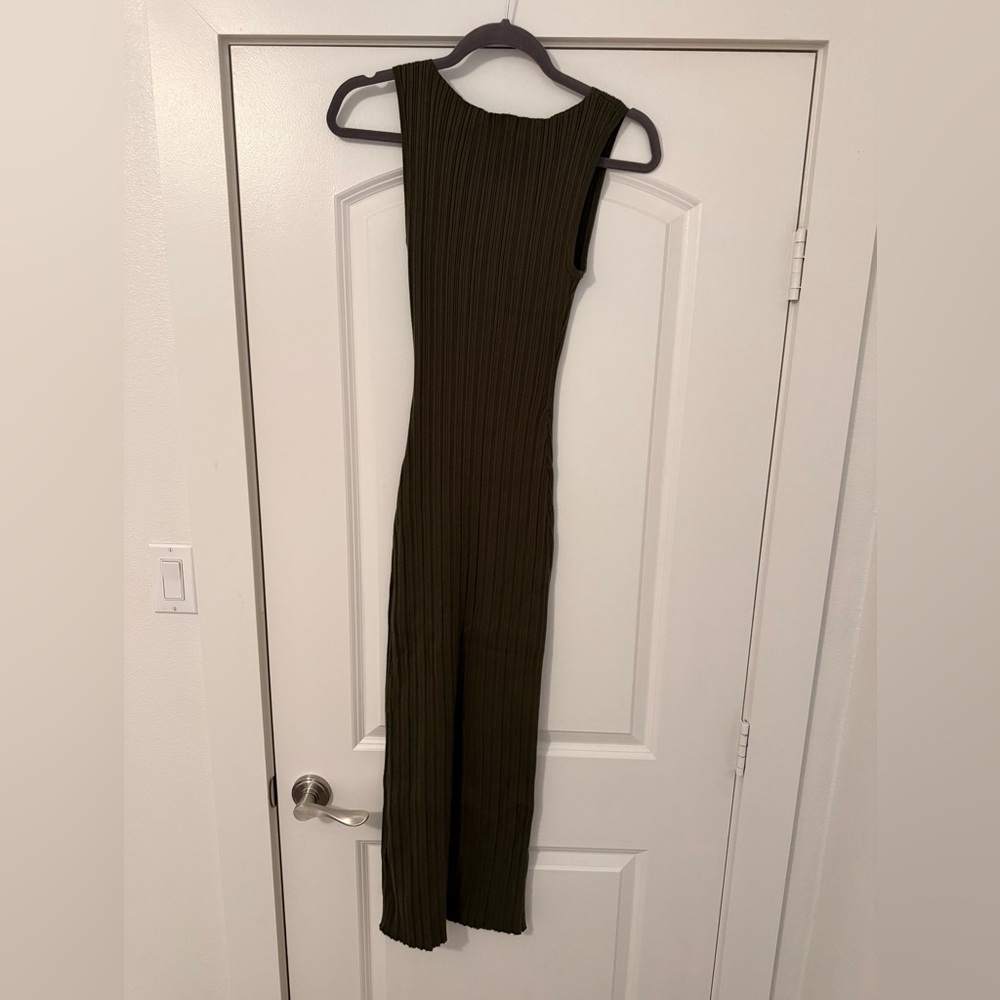 Quince Olive Ribbed Sleeveless Jumpsuit